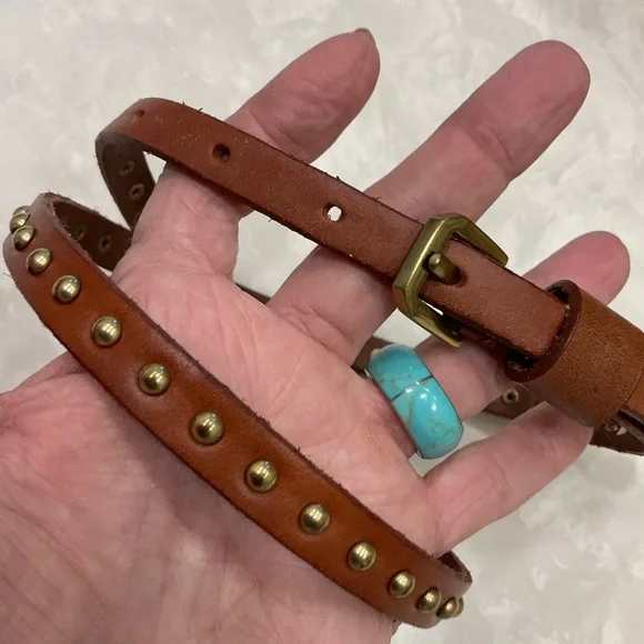 Skinny brown belt with gold studding by Target, Size Small 36 total inches - Picture 3 of 9
